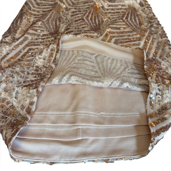 Venus Rose Gold Sequin Party Dress Mini Length Womens Size XS - Picture 7 of 11
